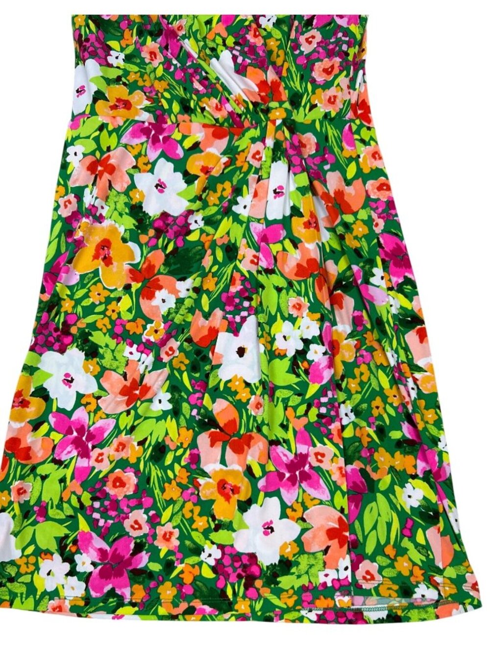 Vince Camuto Faux Wrap Sheath Dress Size 8 Floral Green Pink Spring Summer Boho - Picture 8 of 14